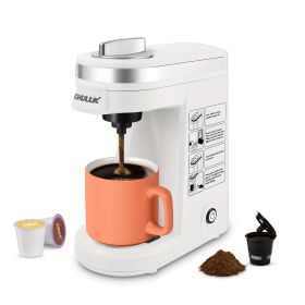 CHULUX Single Cup Coffee Maker Brewer for K-Cup & Ground & Tea Leaf, Travel Mini Single Serve Coffee Capsules & Pods, 6 to 12Oz Brew, Coffee Machine w
